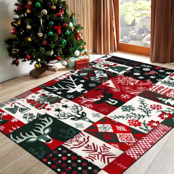 Christmas Carpet: Festive Red & Green Plaid Design