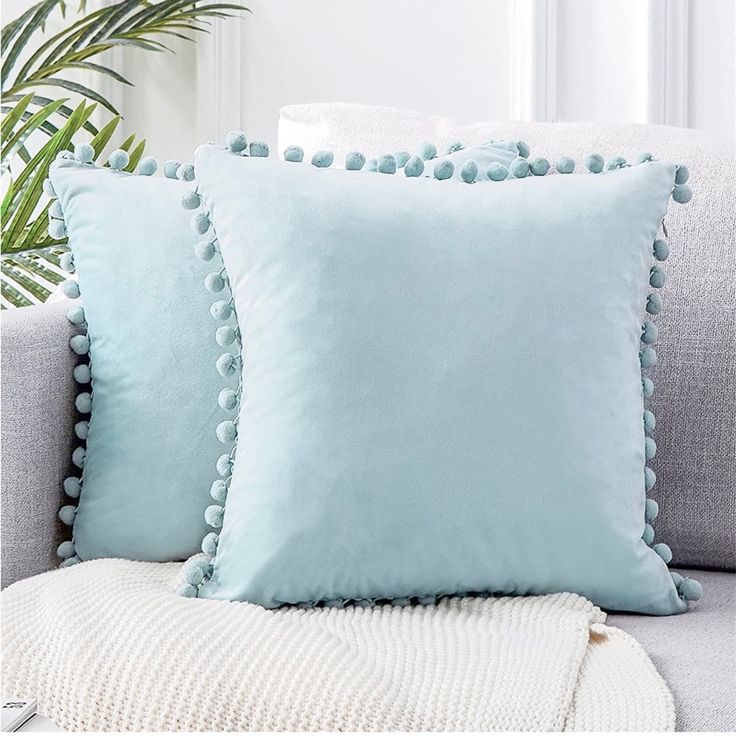 blue throw pillows